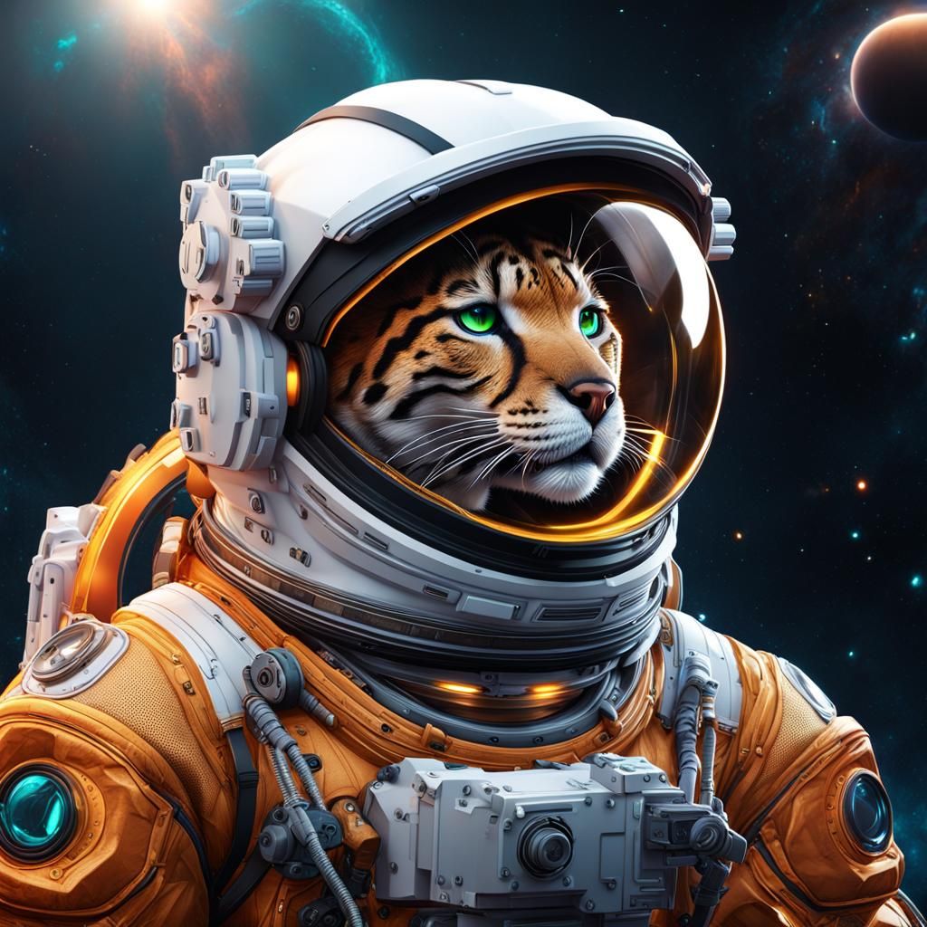 Attractive Astronaut Panther with Energy Textures