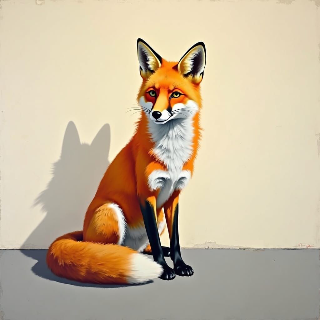 Fox Spotlighted with Impasto Brushstrokes and Radiant Colors