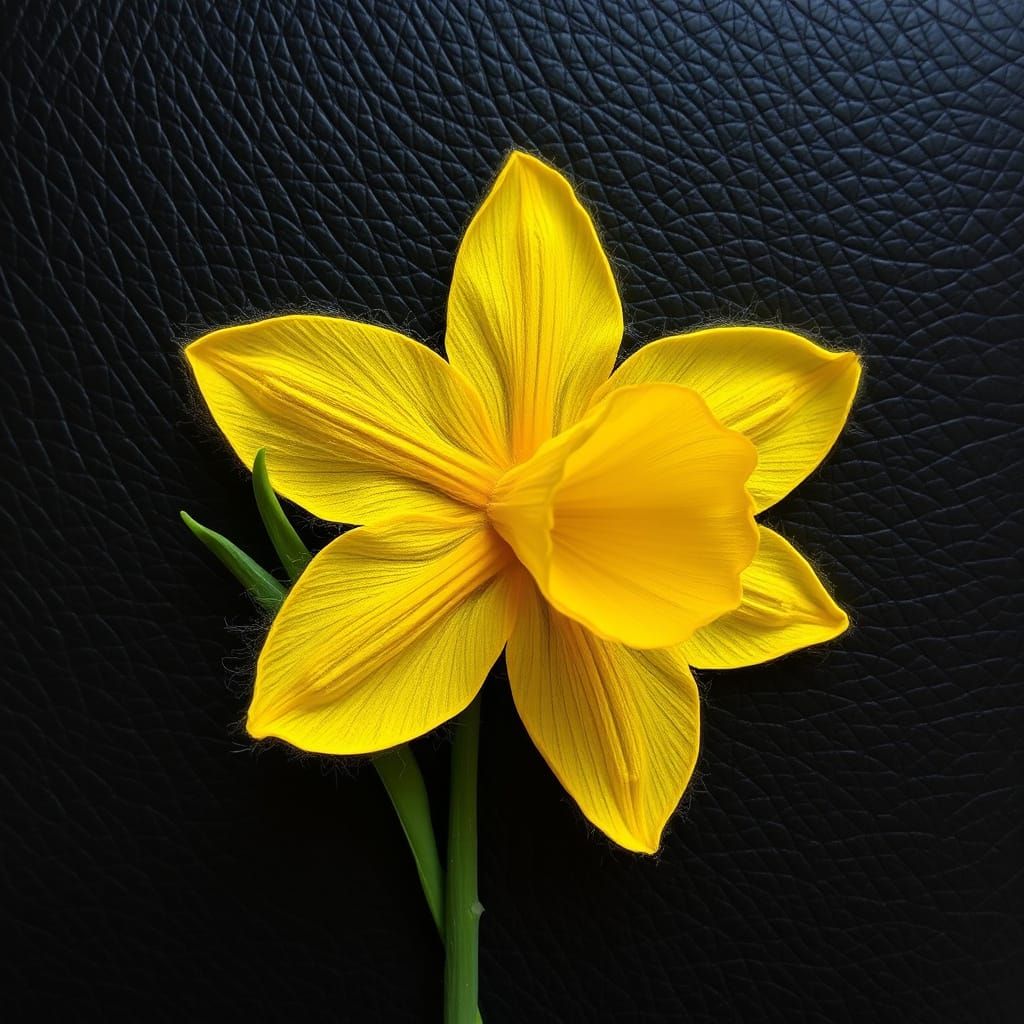 Vibrant Yellow Narcissus Blooms in Rich Leather Shadow