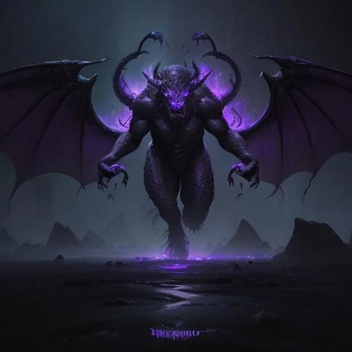 Fiery Shadow Monster in Dark Fantasy Style