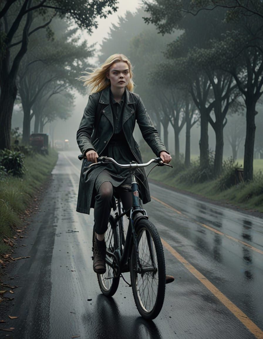 Elle Fanning in Moody Hyperrealistic Cinematic Photography