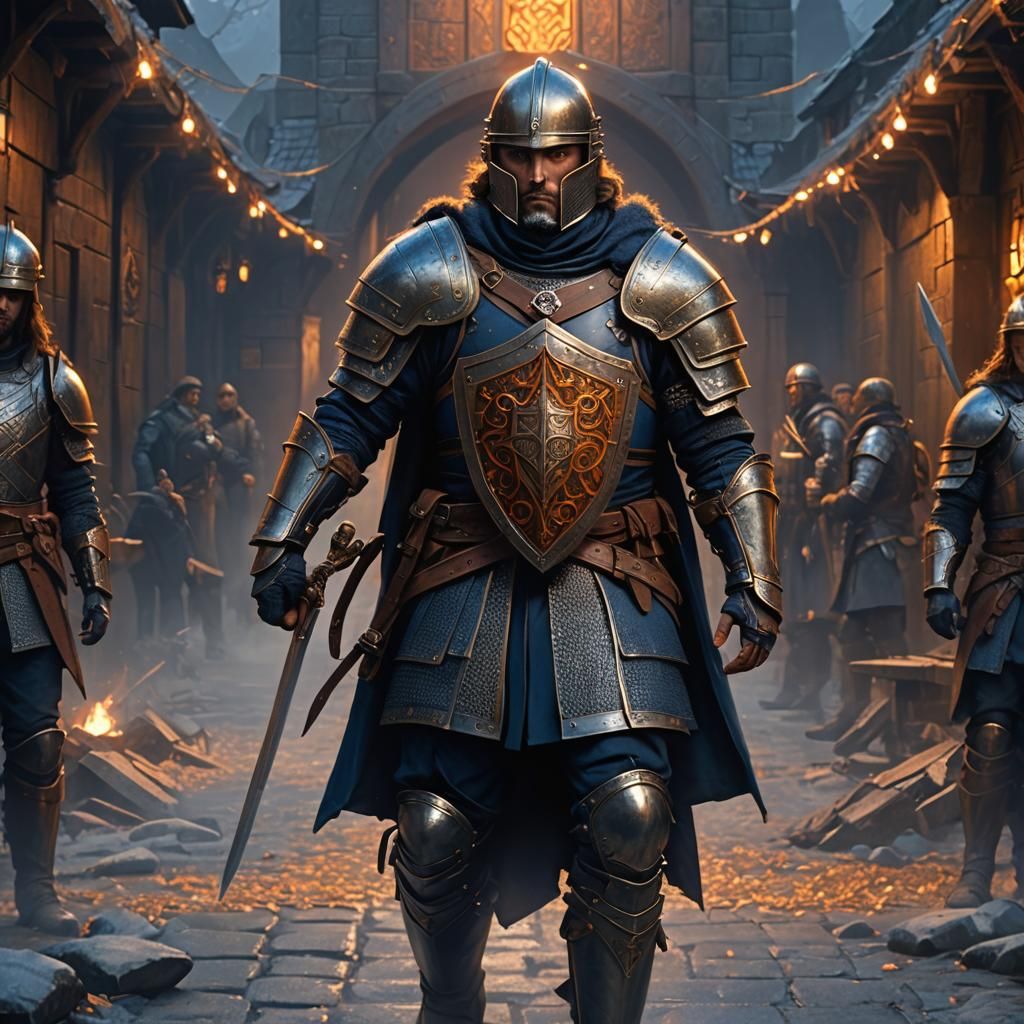 Northford Soldier in Dark Blue Medieval Armor
