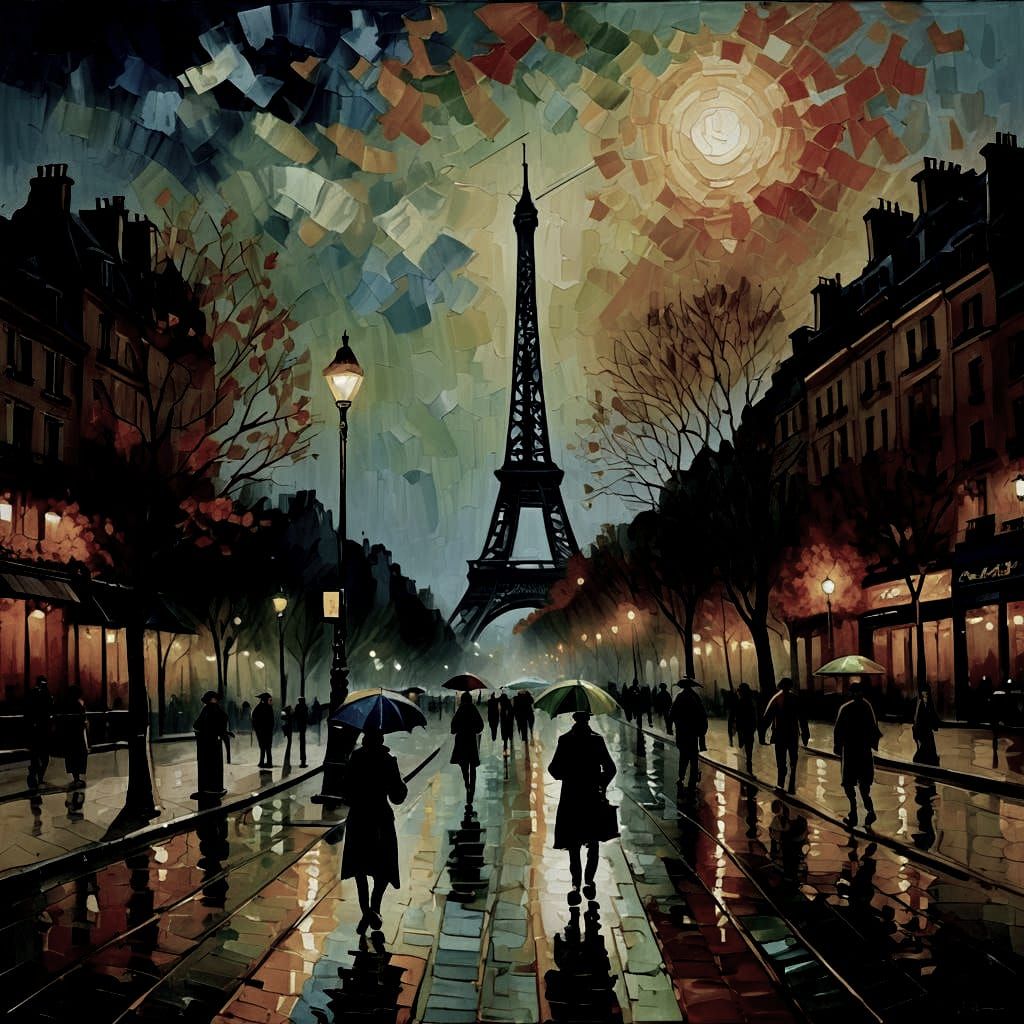 Paris Cityscape in Expressionist Impasto Oil Painting