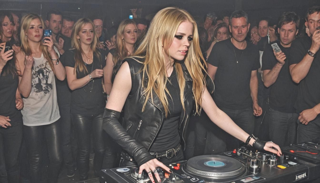 Avril Lavigne DJing in London Nightclub
