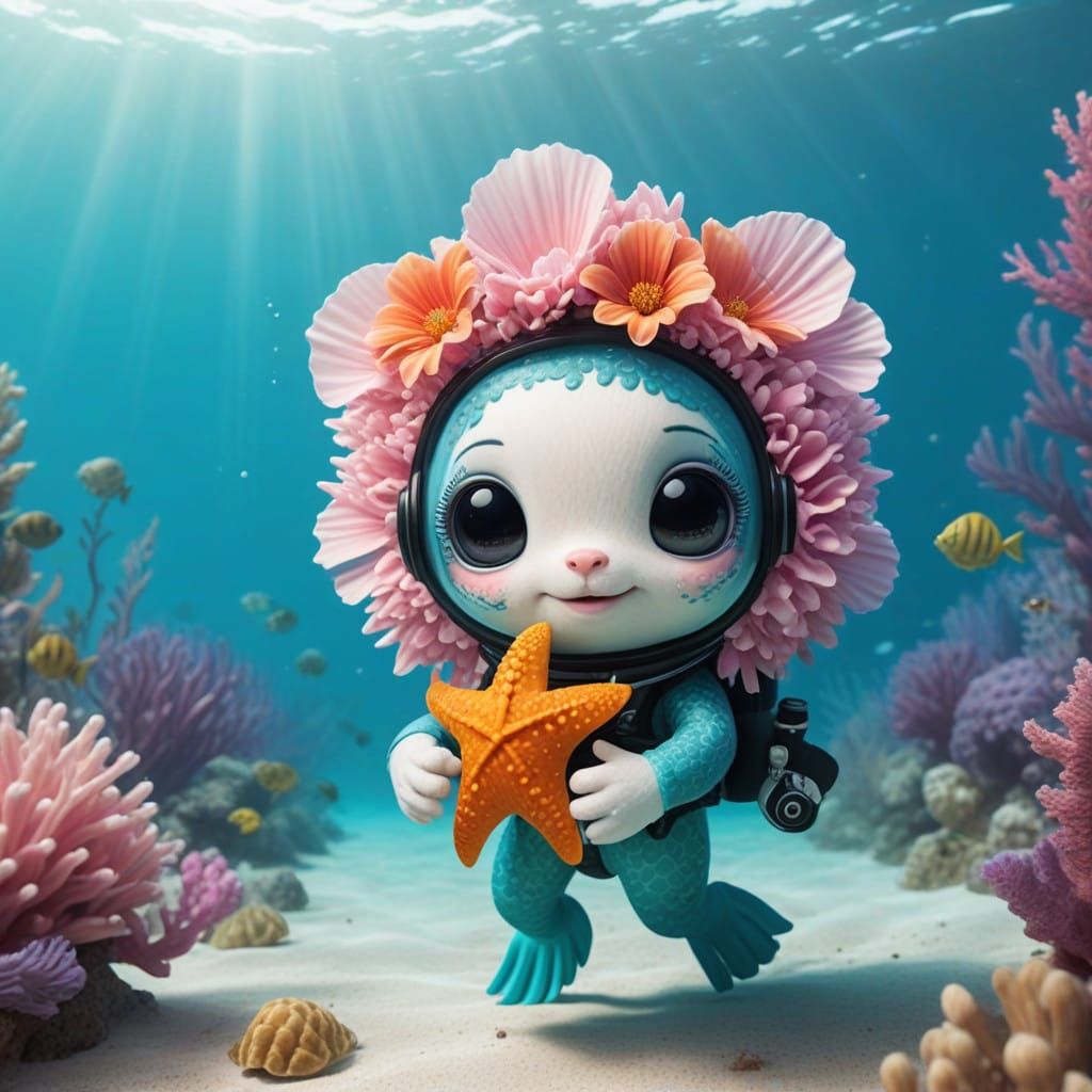 Blossoming Diver Embarks on Mermaid Quest in Underwater Real...