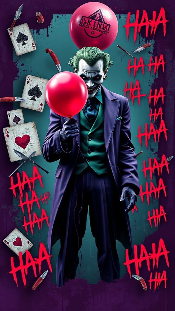 Joker's Chaotic World in Neon-Lit, Industrial Style