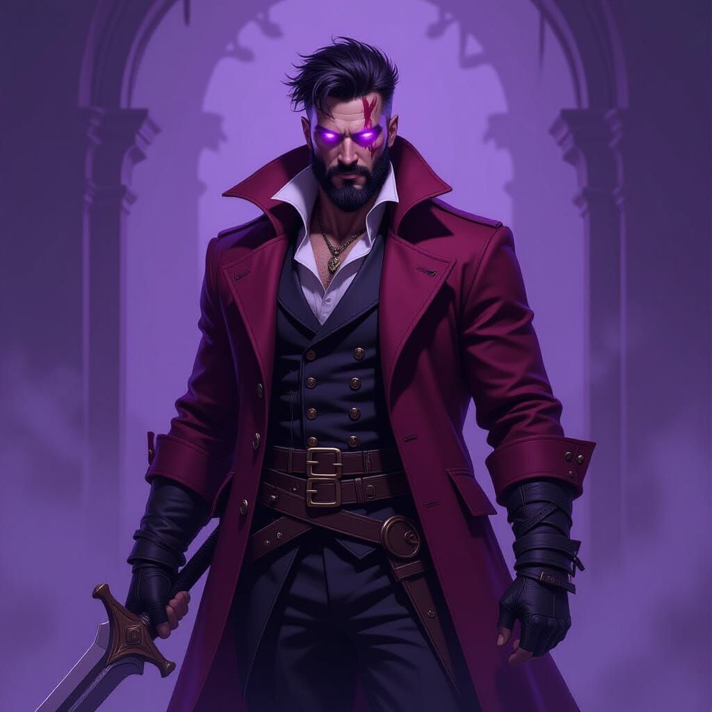 Regal Spellblade Fighter in Dramatic Fantasy Art Style