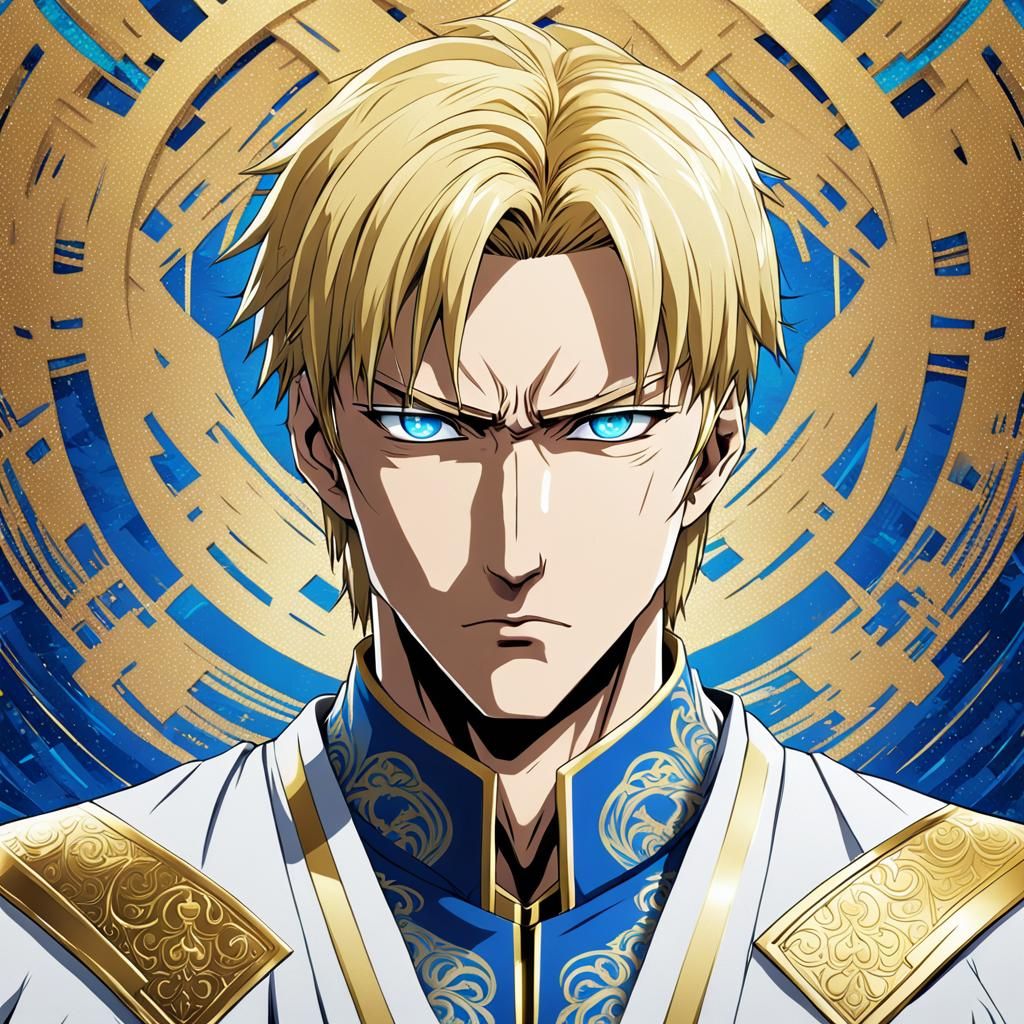 Anime Man in Gold and White Clothes