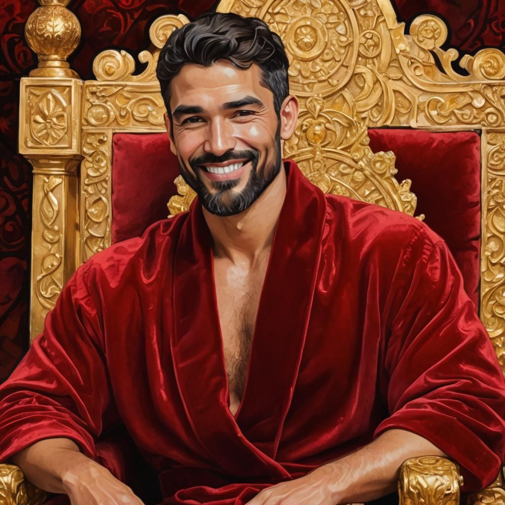Radiant Peruvian Prince in Art Nouveau Portrait