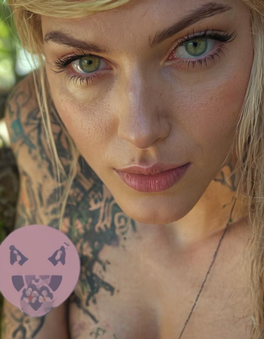 Meditating Woman with Tattoos and Flowing Data