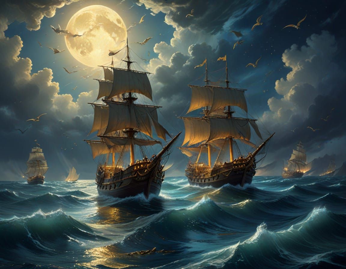 Ancient Galleons Sails Scarred by Malevolent Wind in Luminis...