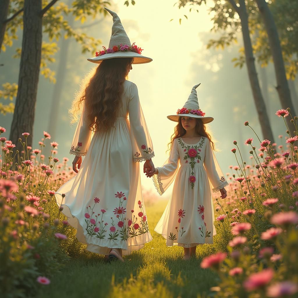Ethereal Witches Walking in Enchanted Summerlands