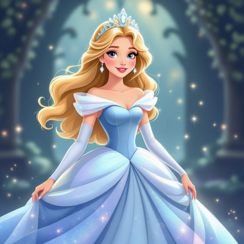 Disney Princess in Shimmering Crystal Gown