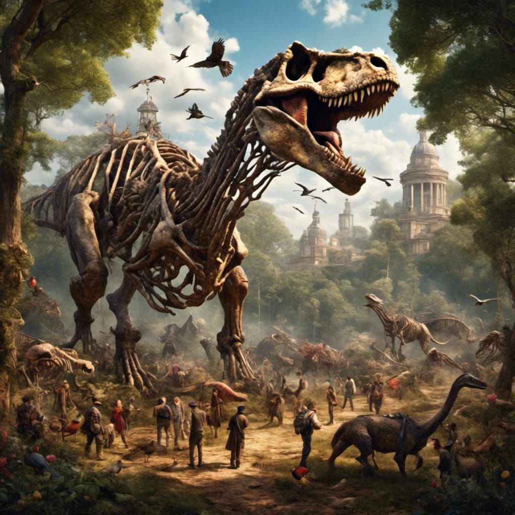Surreal Dinosaur Skeleton Optical Illusion