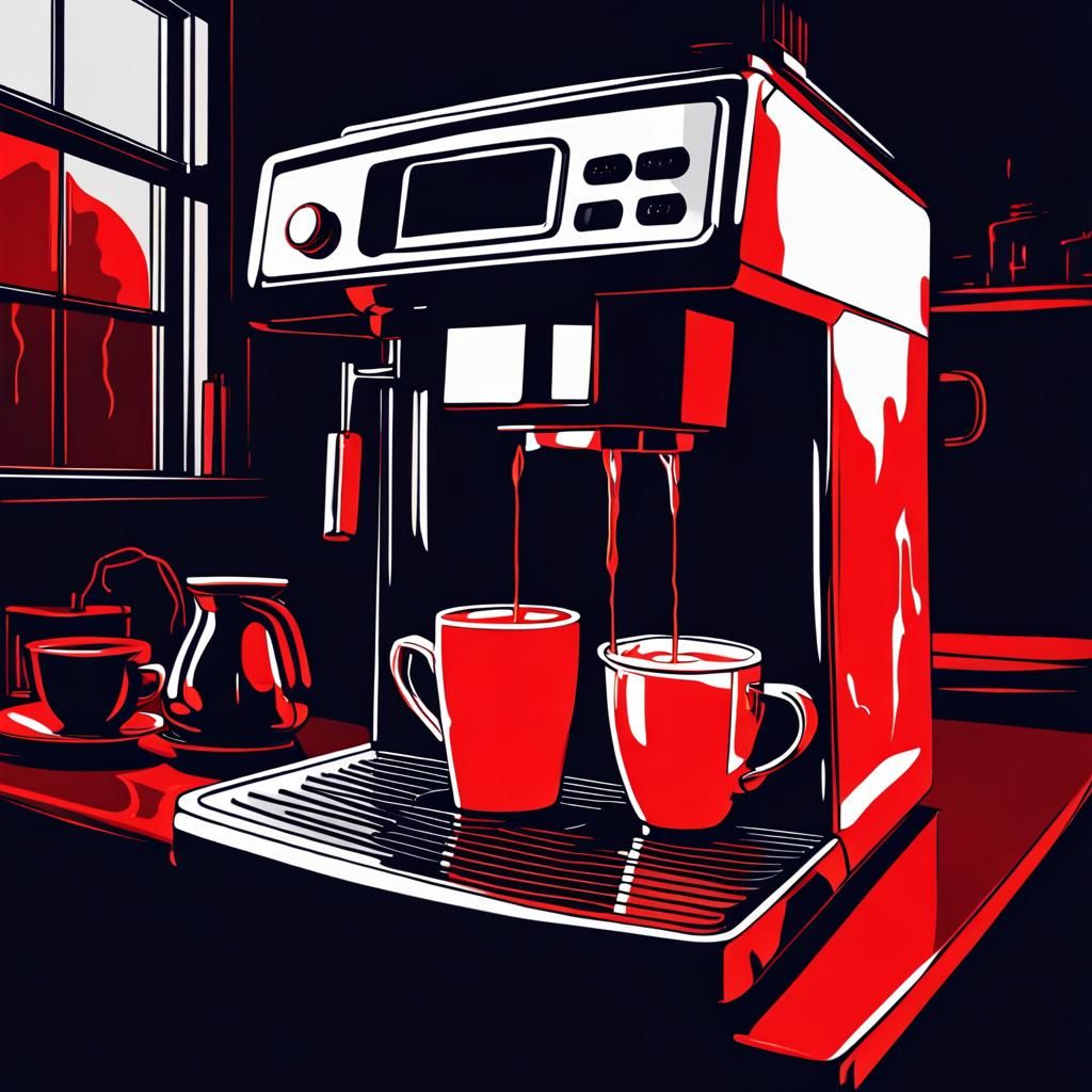 Ominous Coffee Machine in Spooky Kitchen