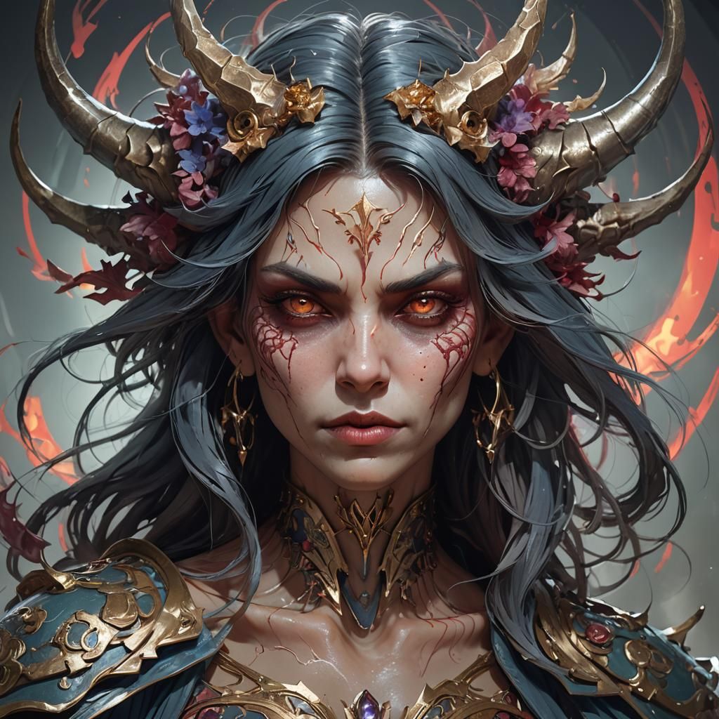 Soulless Demon Portrait in Hyperdetailed Style