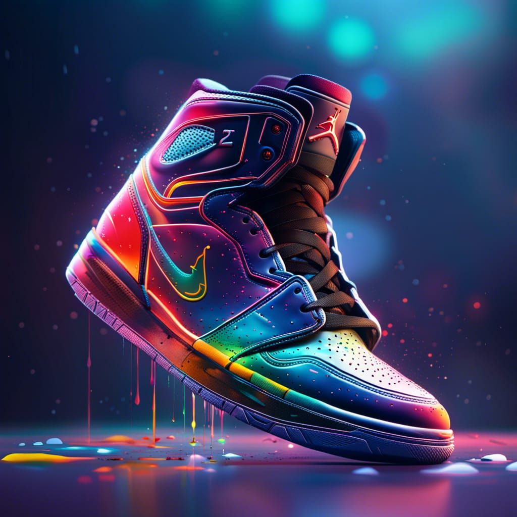 Futuristic Jordan Sneaker in Splash Art Style