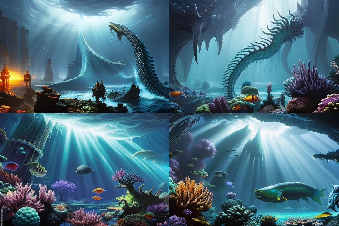 Bioluminescent Kraken in Deep Sea Fantasy