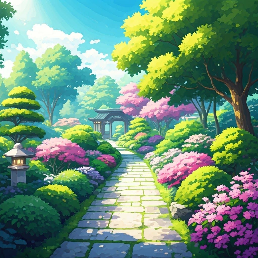 Garden of Whispers in Anime-Inspired Watercolors