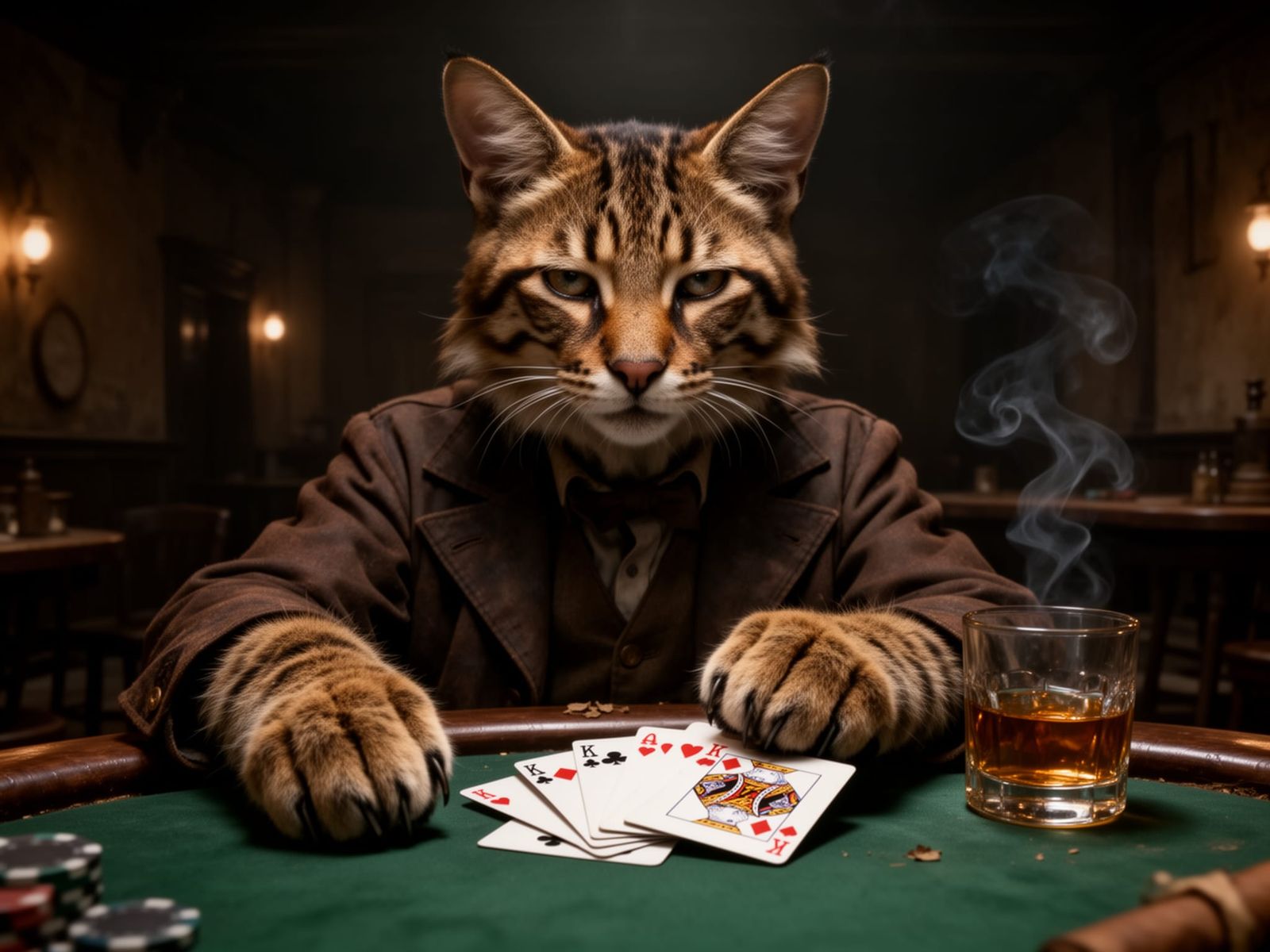 Tabaxi Gambler in Old West Saloon - Photorealistic