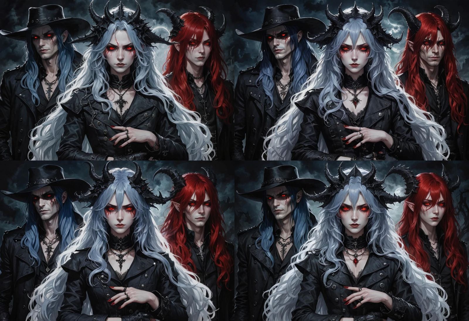 Gothic Dragon Demon God of Death Couple in Flames