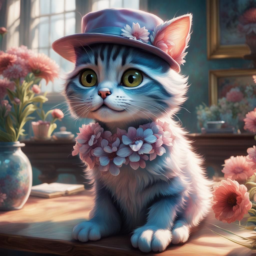 Adorable Cartoon Cat Portrait in CGI Style