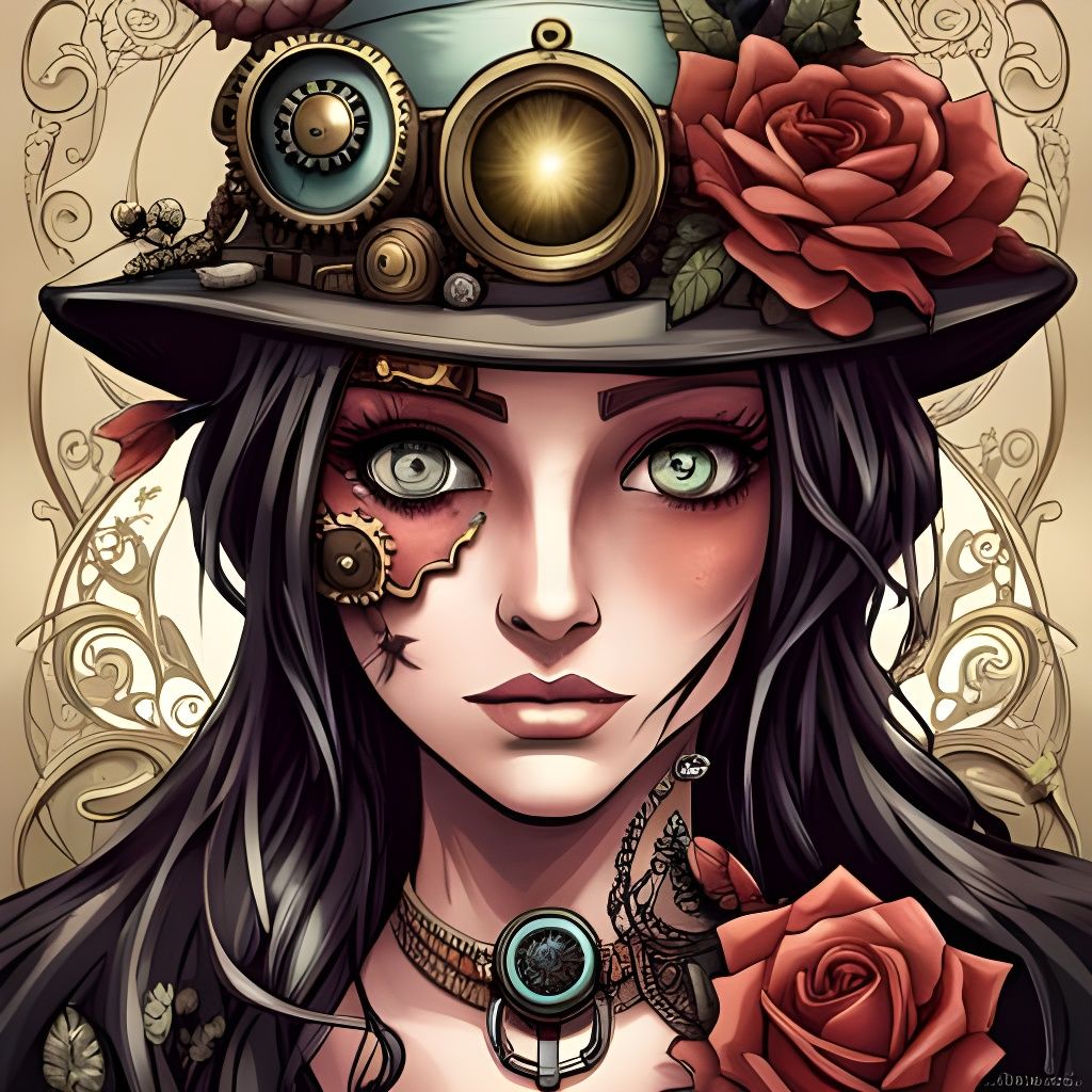 Steampunk Anime Girl with Exquisite Gear Hat