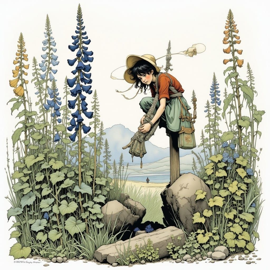 Delphinium and Monkshood in Fairy Tale Style