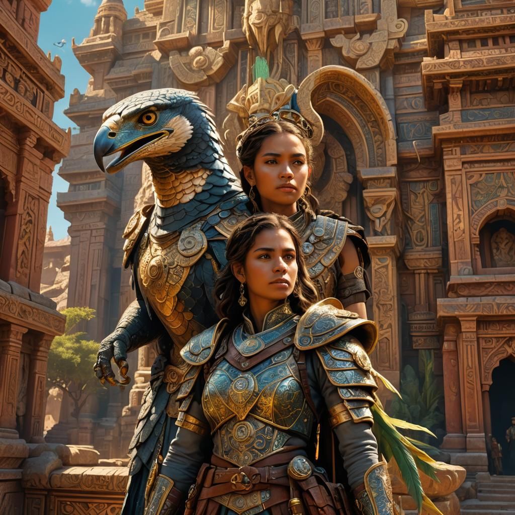 Air Nomad Town Guard with Viper Hawk: Digital Art