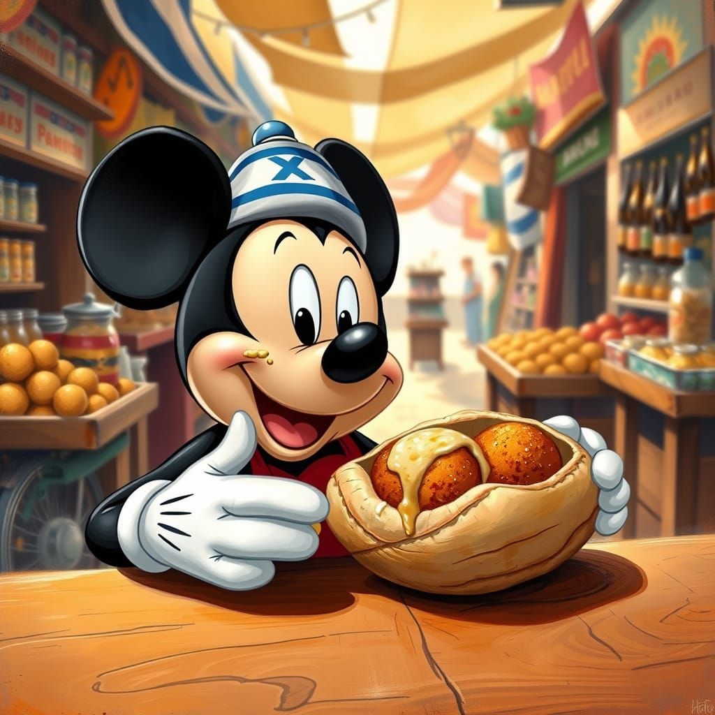 Mickey Mouse in Traditional Israeli Setting