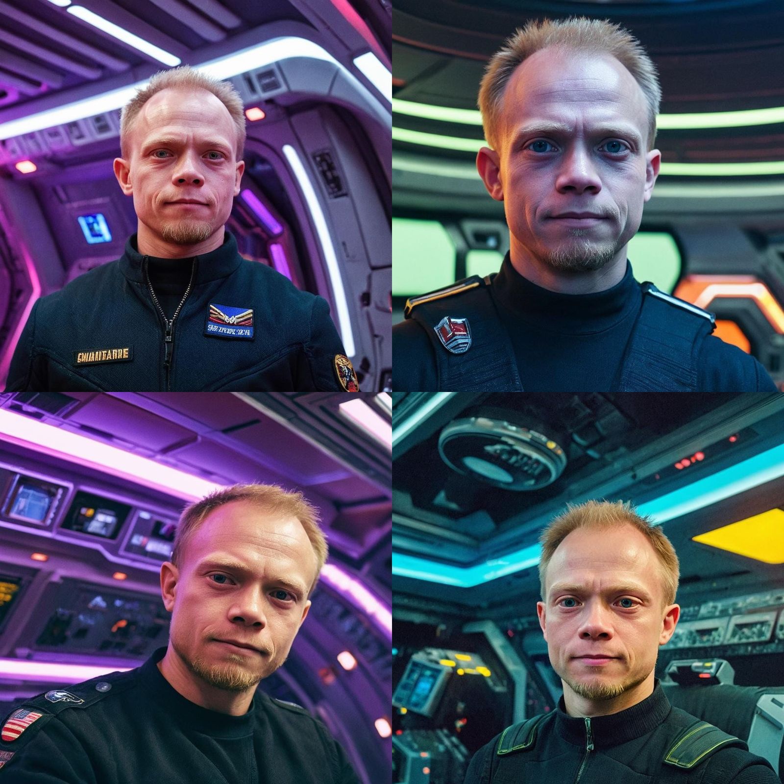 Spaceship Captain in Elaborate Spacecraft Interior