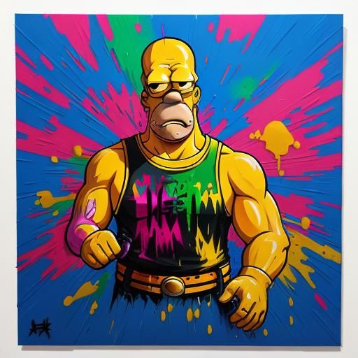 Homer Simpson Graffiti Splash Art in Street Style