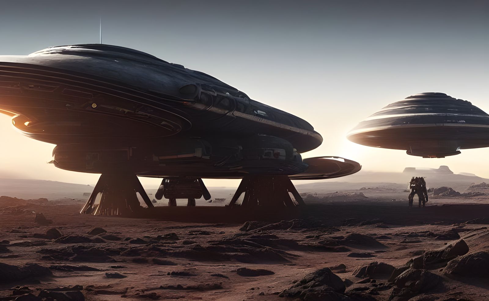 NASA-Punk Spaceship Landing on Alien Planet