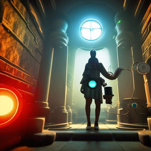 Steampunk Professor with Magic Potion: Digital Illustration