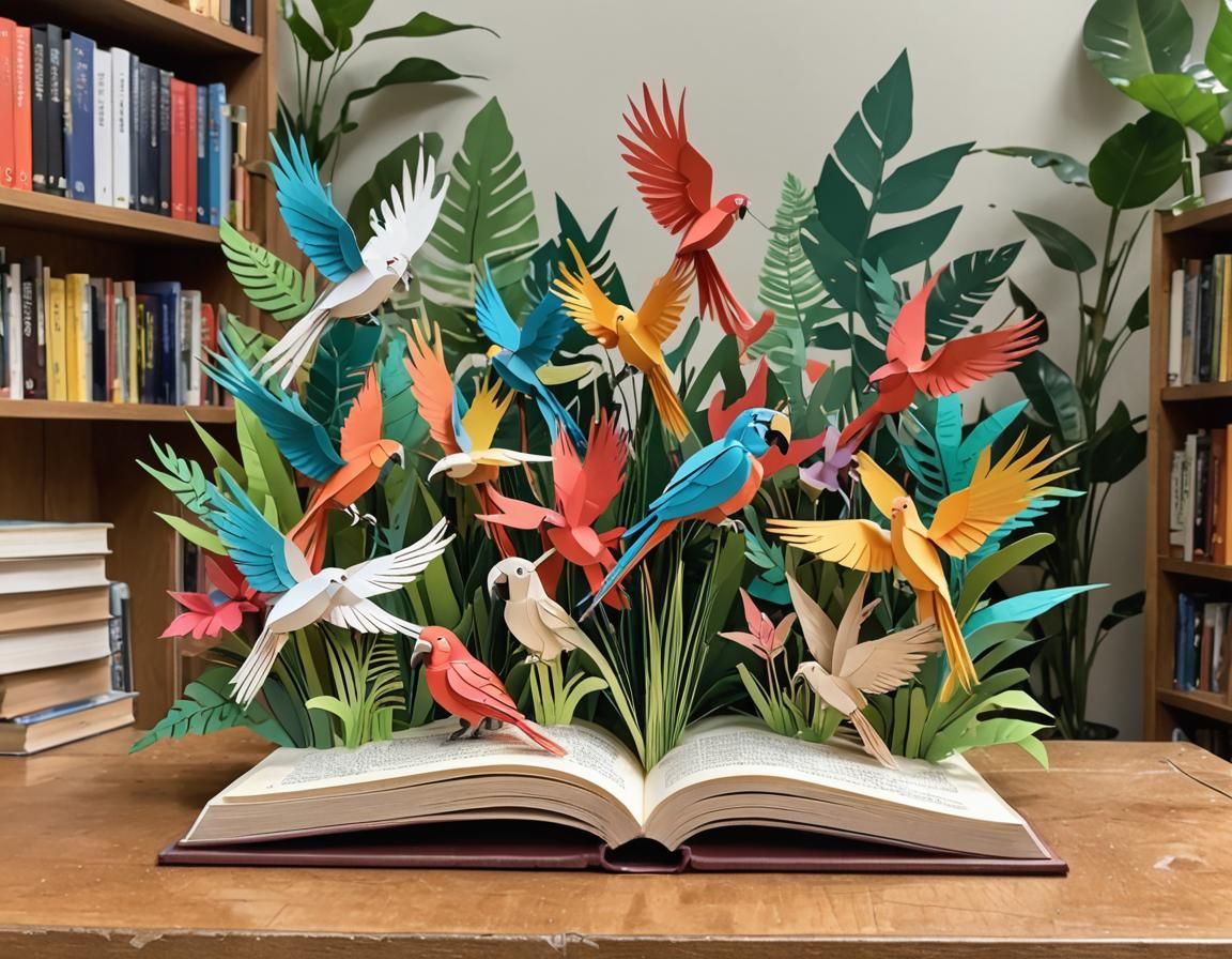 Exotic Paper Birds Emerge from Pop-Up Book