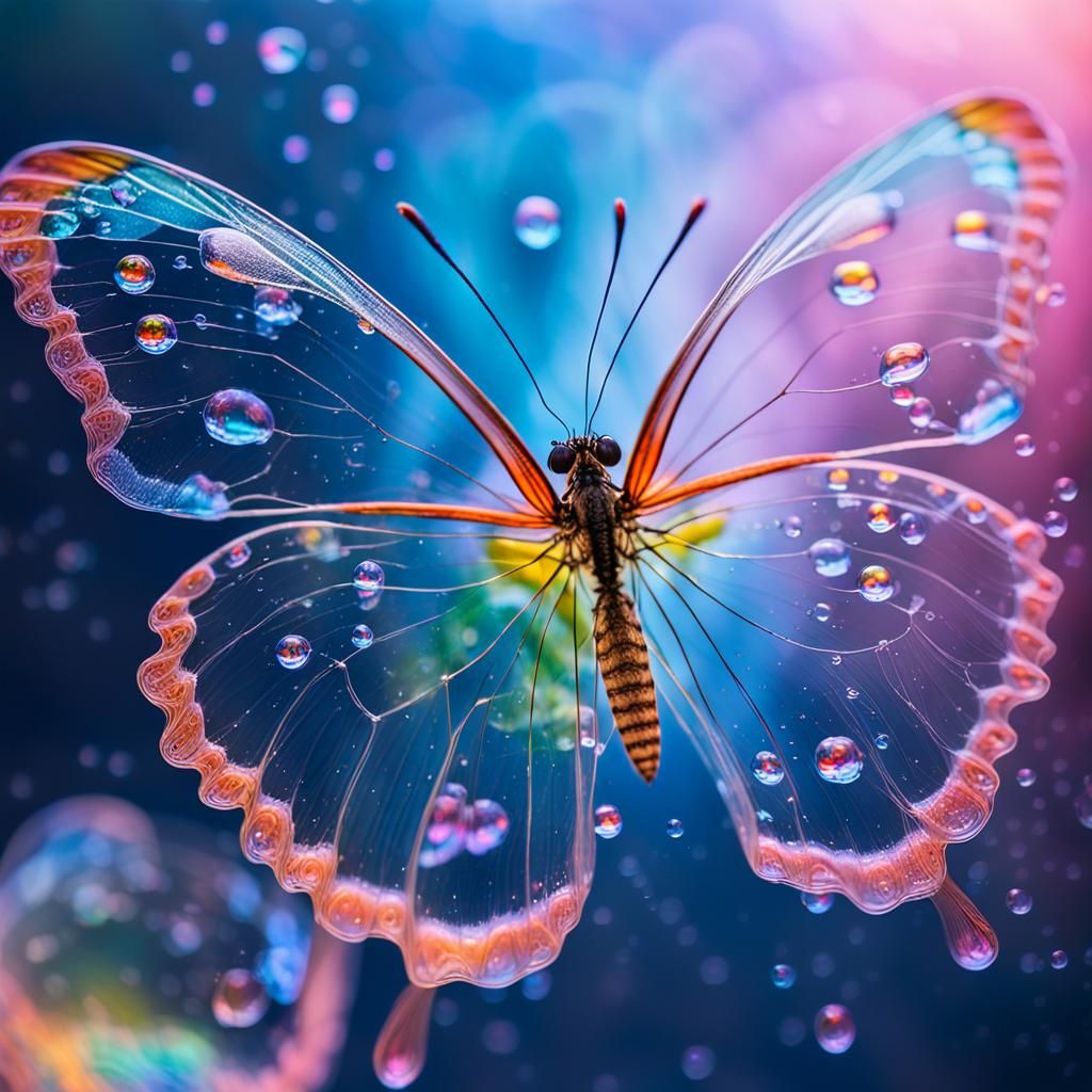 Iridescent Jelly Butterfly with Rainbow Wings