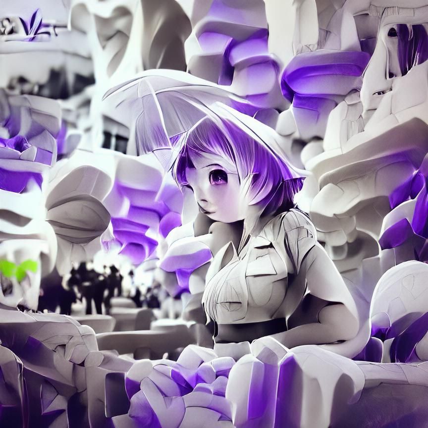 Violet Anime Artwork with Ambient Occlusion