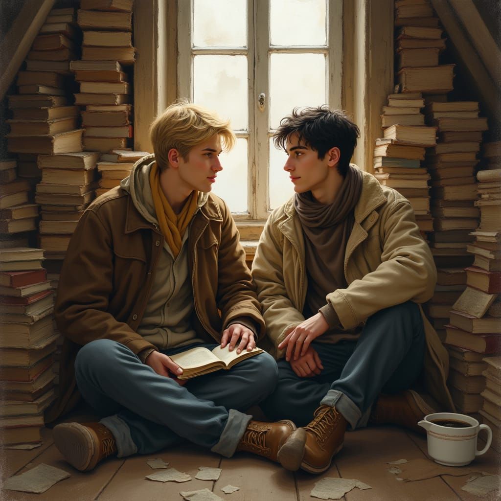 Intimate Attic Scene in Impressionist Style