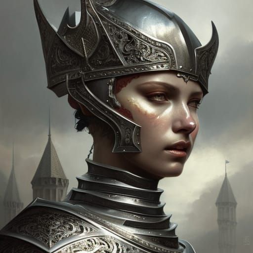 Ebony Knight Portrait in Hyperrealistic Digital Art