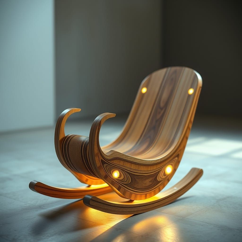 Luminescent Floating Rocking Chair in Futuristic Style