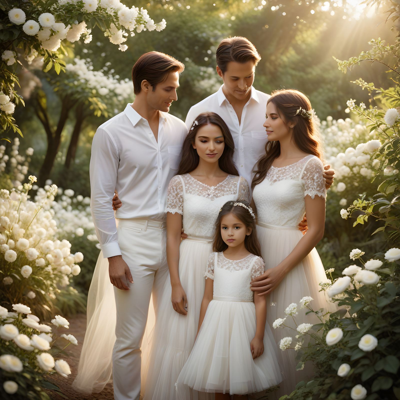 Familial Serenity in Florid Tulle Attire