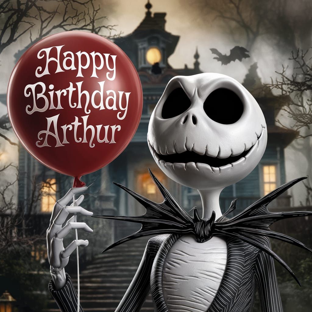 Jack Skellington Birthday Image with Haunted Mansion