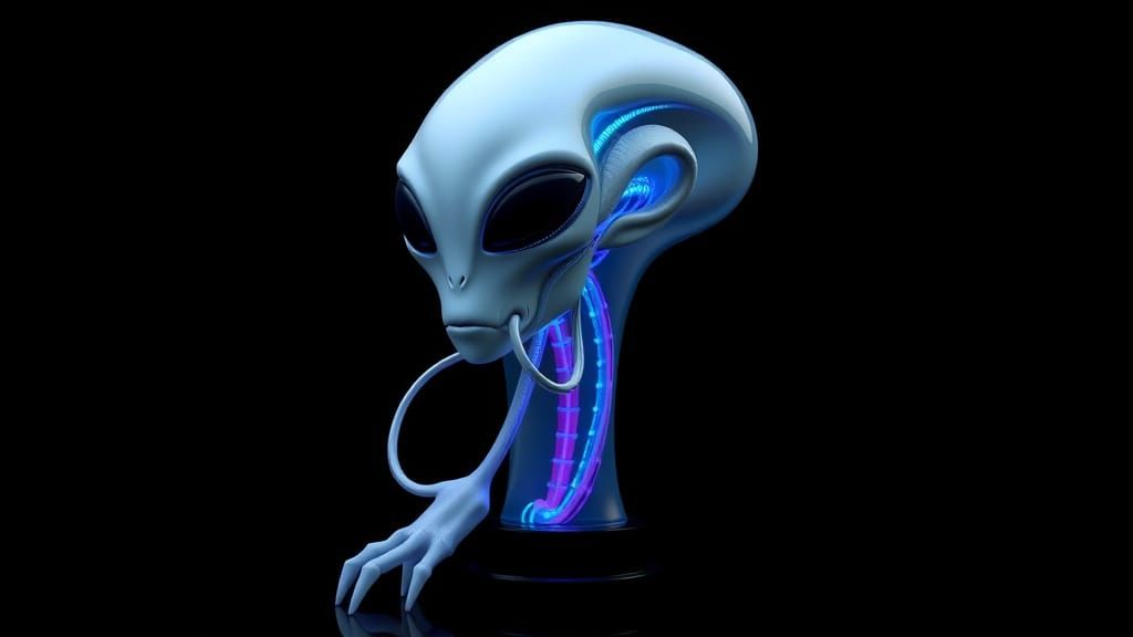 Translucent Alien Bust in Hyperrealistic 3D Render