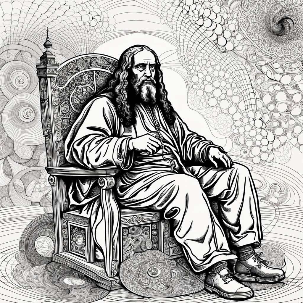 Leonardo da Vinci Pondering, Abstract Vector Art