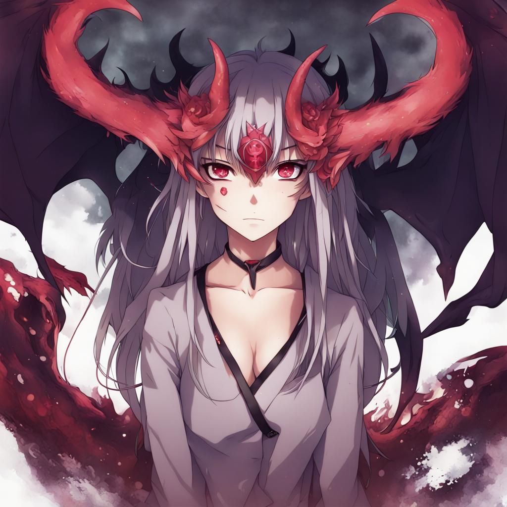 Anime Demon in Japanese Manga Style