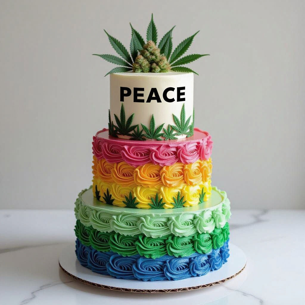 Music and Cannabis Themed Birthday Cake