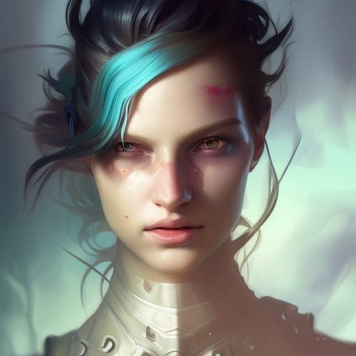 Detailed Changeling Portrait in Art Nouveau Style