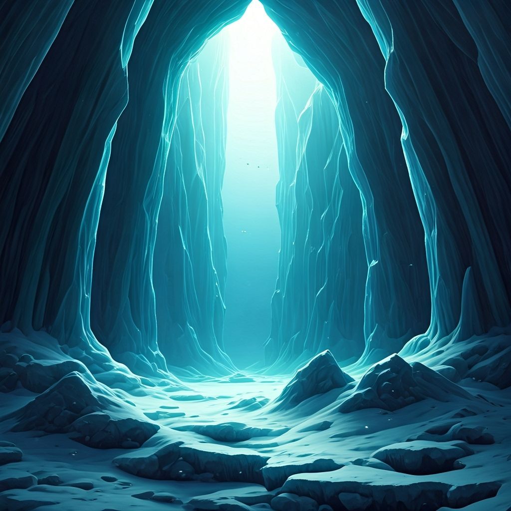 Surreal Underwater Ice Landscape in Digital Art Style