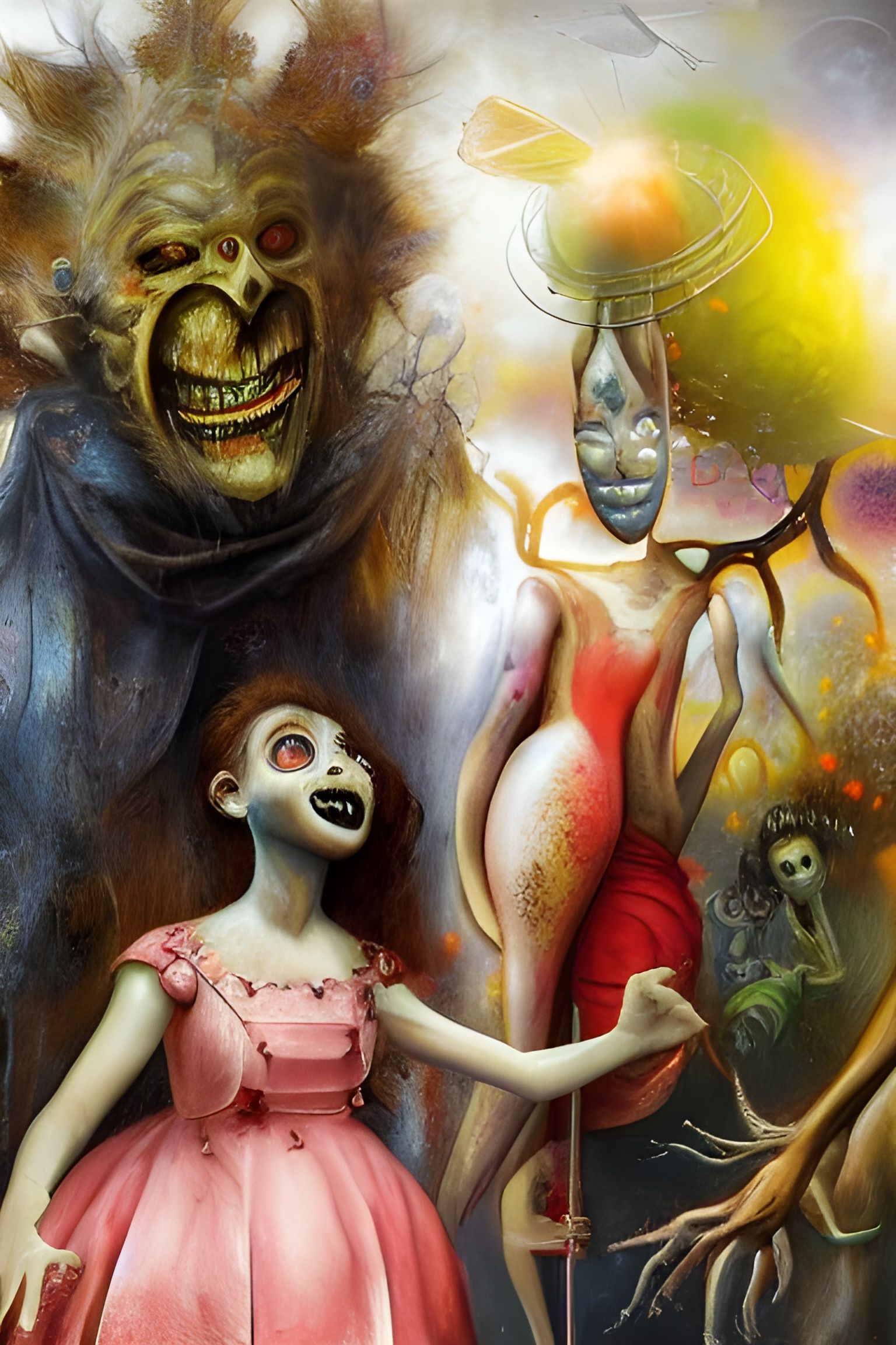 Surreal Nuclear Family Inspired by Bosch and Ito