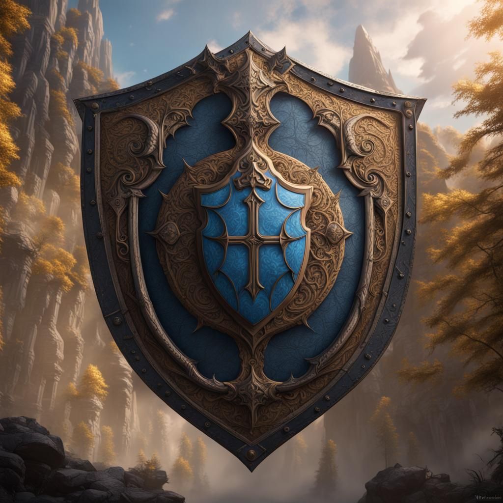 Detailed Matte Painting of a Shield of Faith